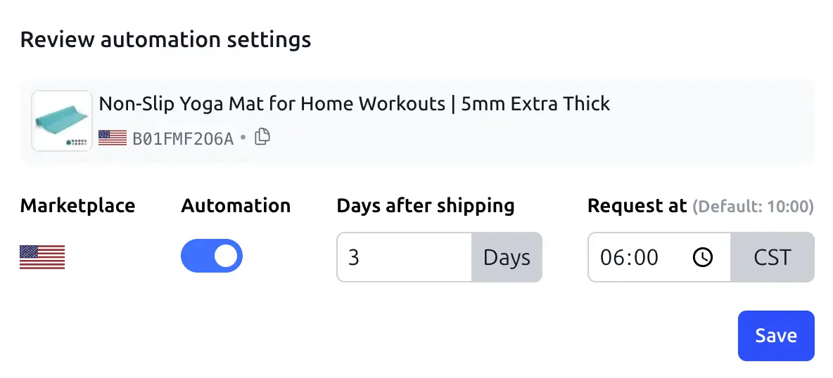 Review Automation Product Settings